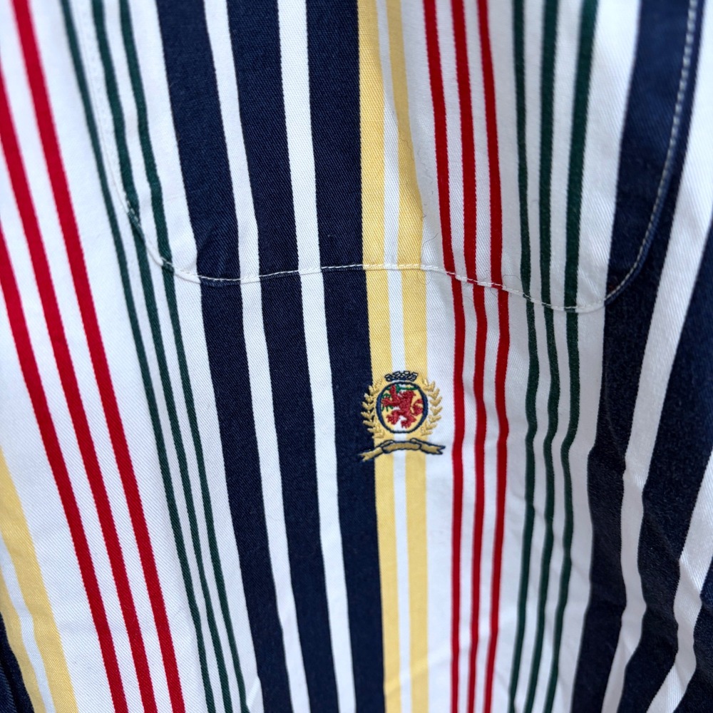 Vintage 90s Tommy Hilfiger Striped Button Up Shirt XL Colorful Multicolor Mens - Picture 4 of 7